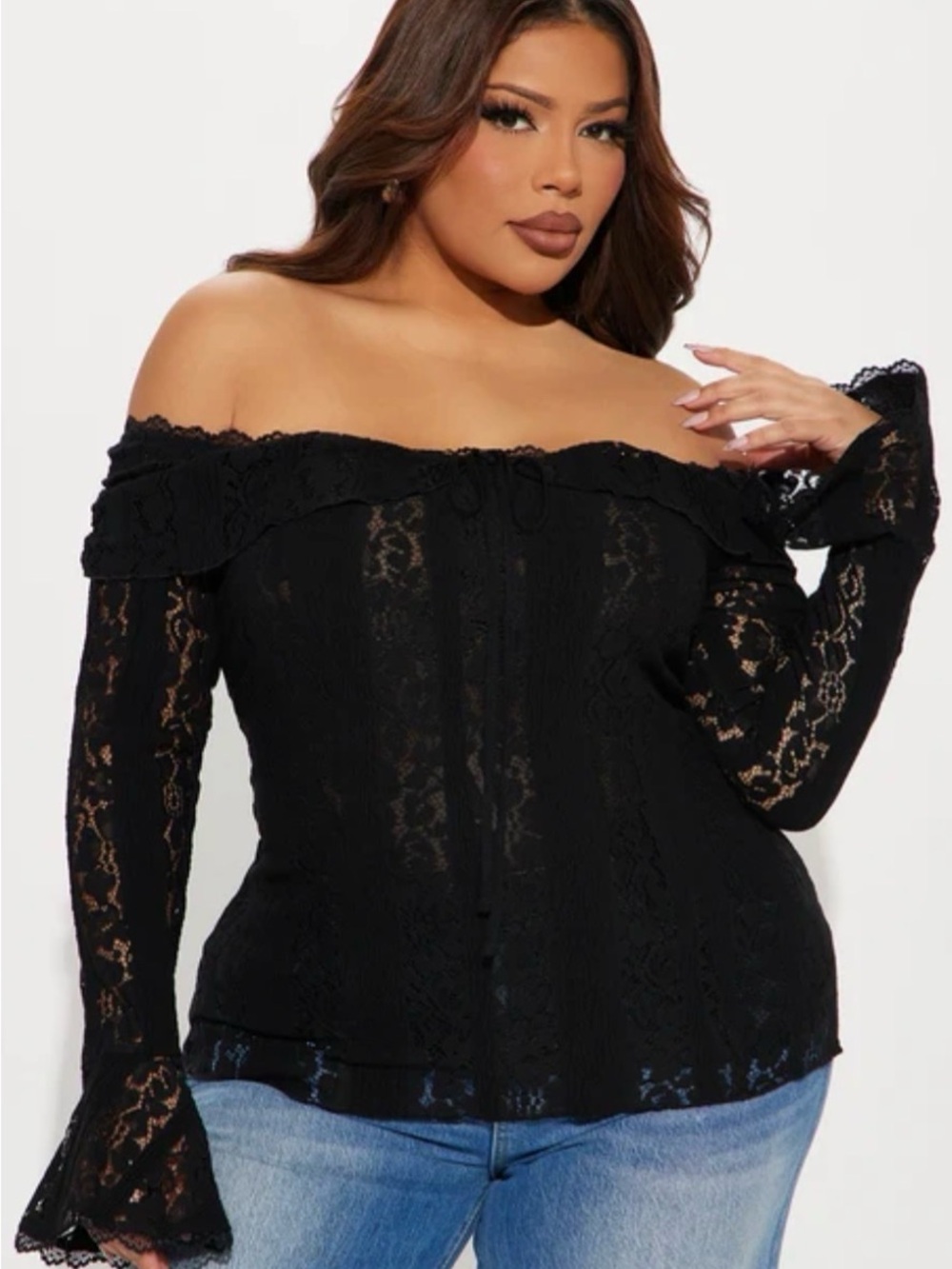 Fashion Nova Adoring You Off Shoulder Lace Top Size 1X